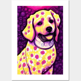 Flowery dog portrait Posters and Art